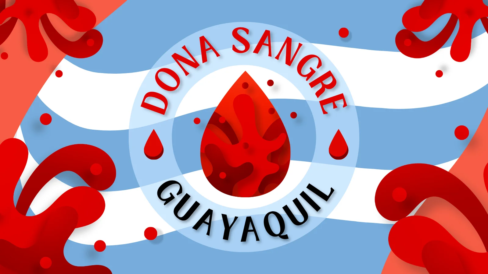 Banner de Donadores de sangre en Guayaquil, comunidad de Facebook para difundir solicitudes de donación de sangre en la ciudad.